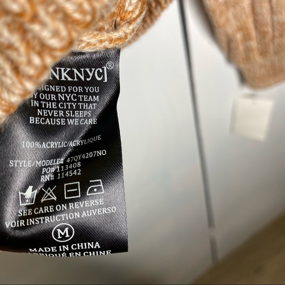 Blank NYC Heather Ribbed Crew Neck Sweater Toffee Brown Cream Size M - Picture 6 of 9